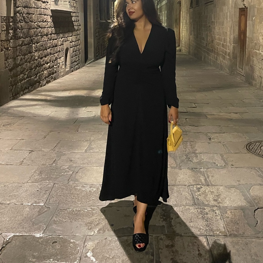 MANGO black midi dress